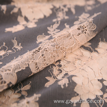 Beige Corded Lace Chantilly Eyelash Lace
